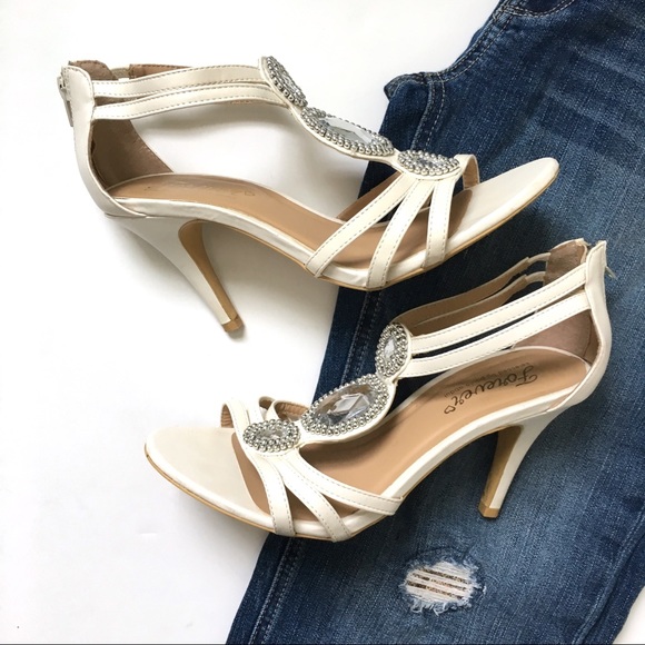 white jewelled heels